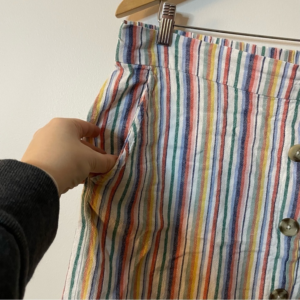Prosecco Linen blend Striped Button-Front Skirt size 16 - Picture 3 of 8